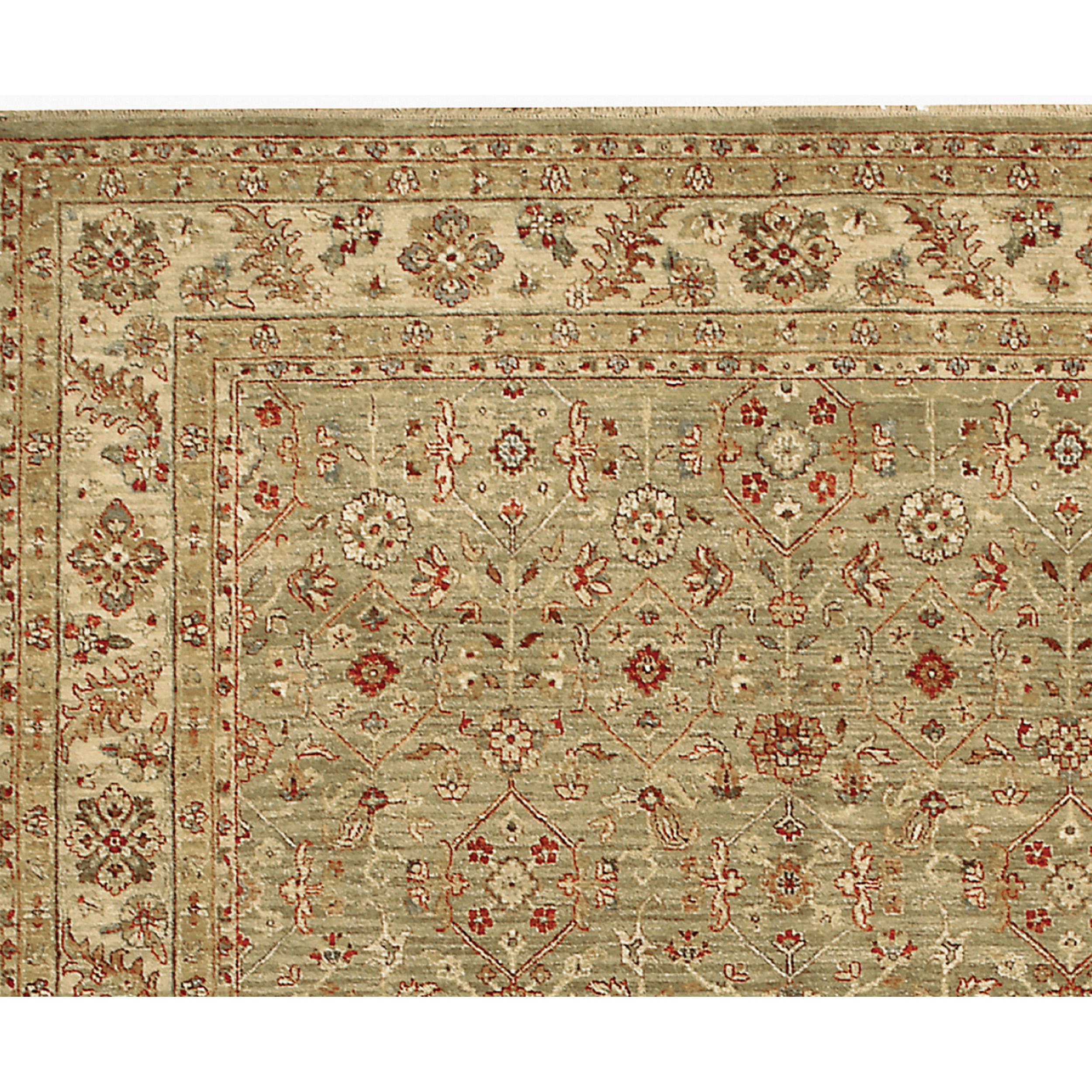 Meticulously crafted, this rug employs the most intricate traditional weaving techniques in India, guided by the expertise of skilled artisans. Each rug is a labor of love, with handweavers dedicating countless hours to knot-by-knot, bringing the