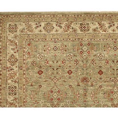 Luxury Traditional Hand-Knotted Green/Cream 12X18 Rug