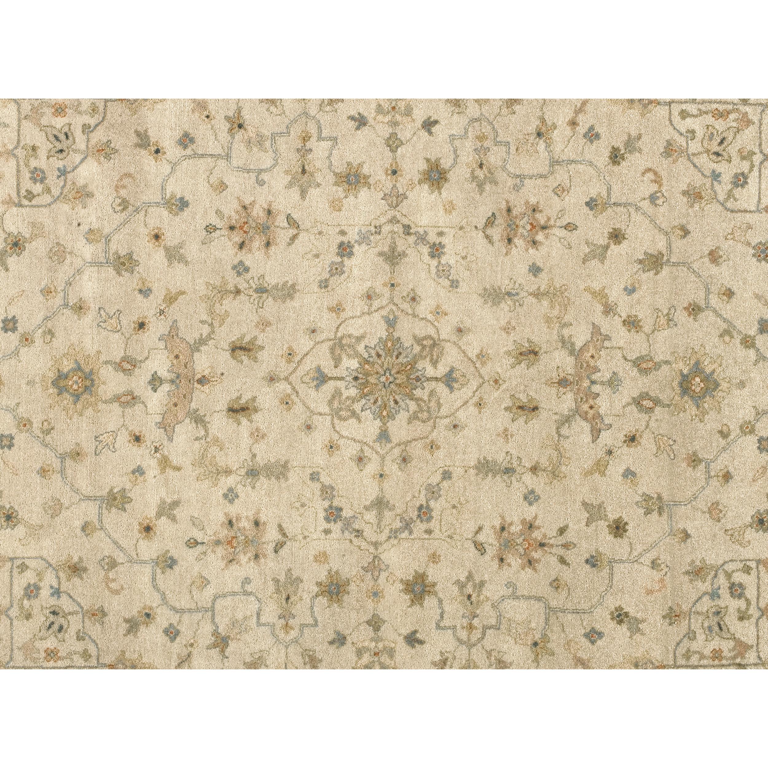Indian Luxury Traditional Hand-Knotted Herati Beige 11x19 Rug For Sale