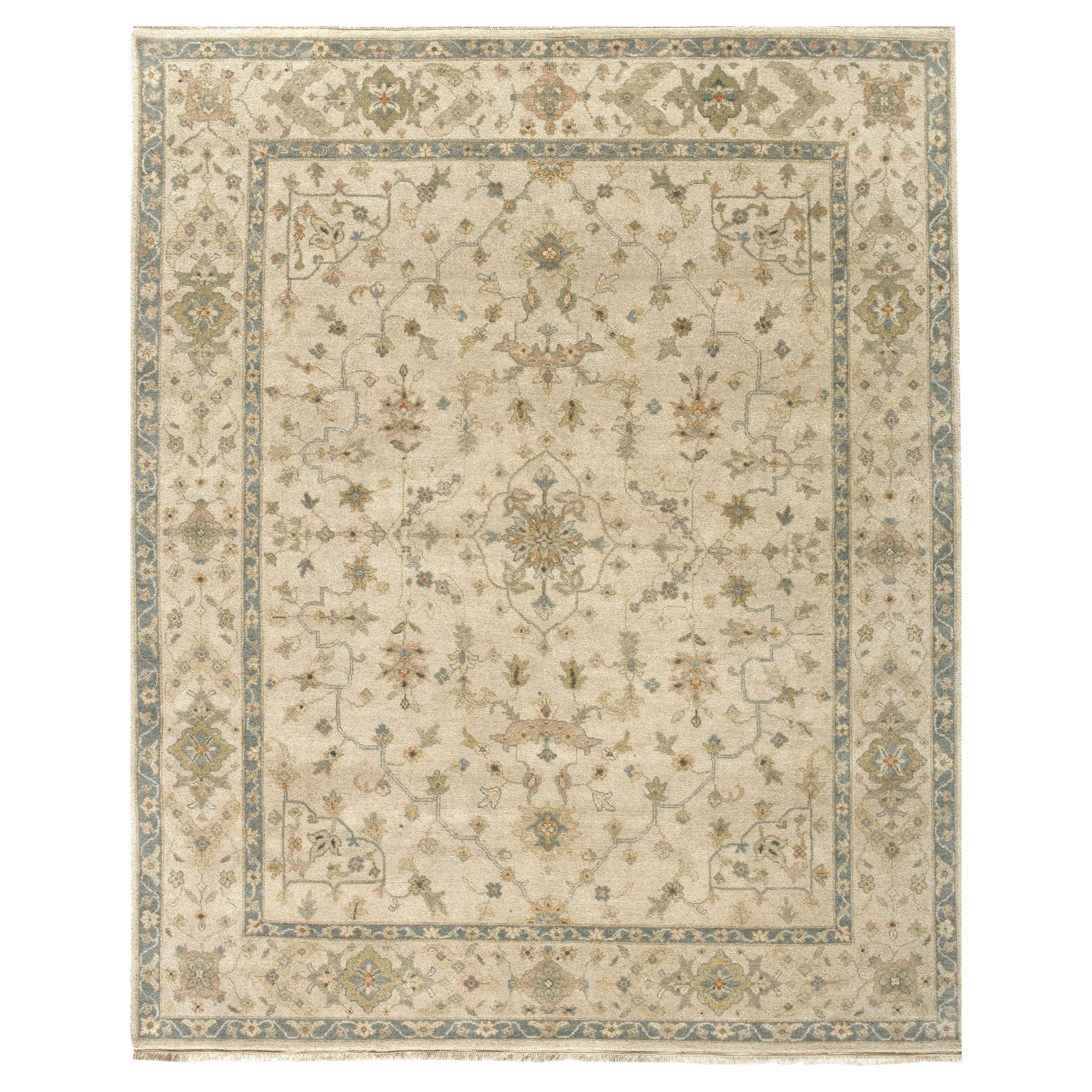 Tapis Herati de luxe traditionnel noué à la main beige 12x22