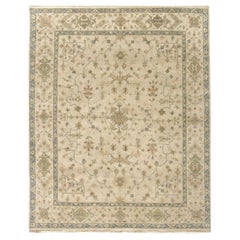 Tapis Herati de luxe traditionnel noué à la main beige 12x22