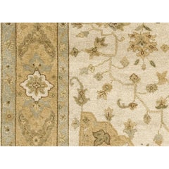 Luxury Traditional Hand-Knotted Herati Ivory & Gold 11x19 Rug