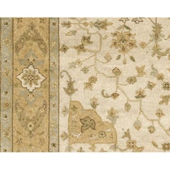 Luxury Traditional Hand-Knotted Herati Ivory & Gold 12x22 Rug
