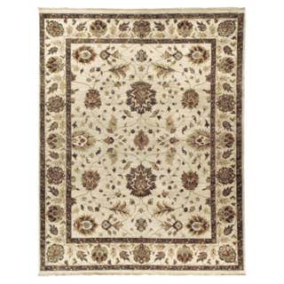 Contemporary Modern Hand Knotted Abstract Silk Ivory Area Rug 9' 2