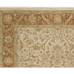 Luxury Traditional Hand-Knotted Ivory/Bronze 12x18 Rug