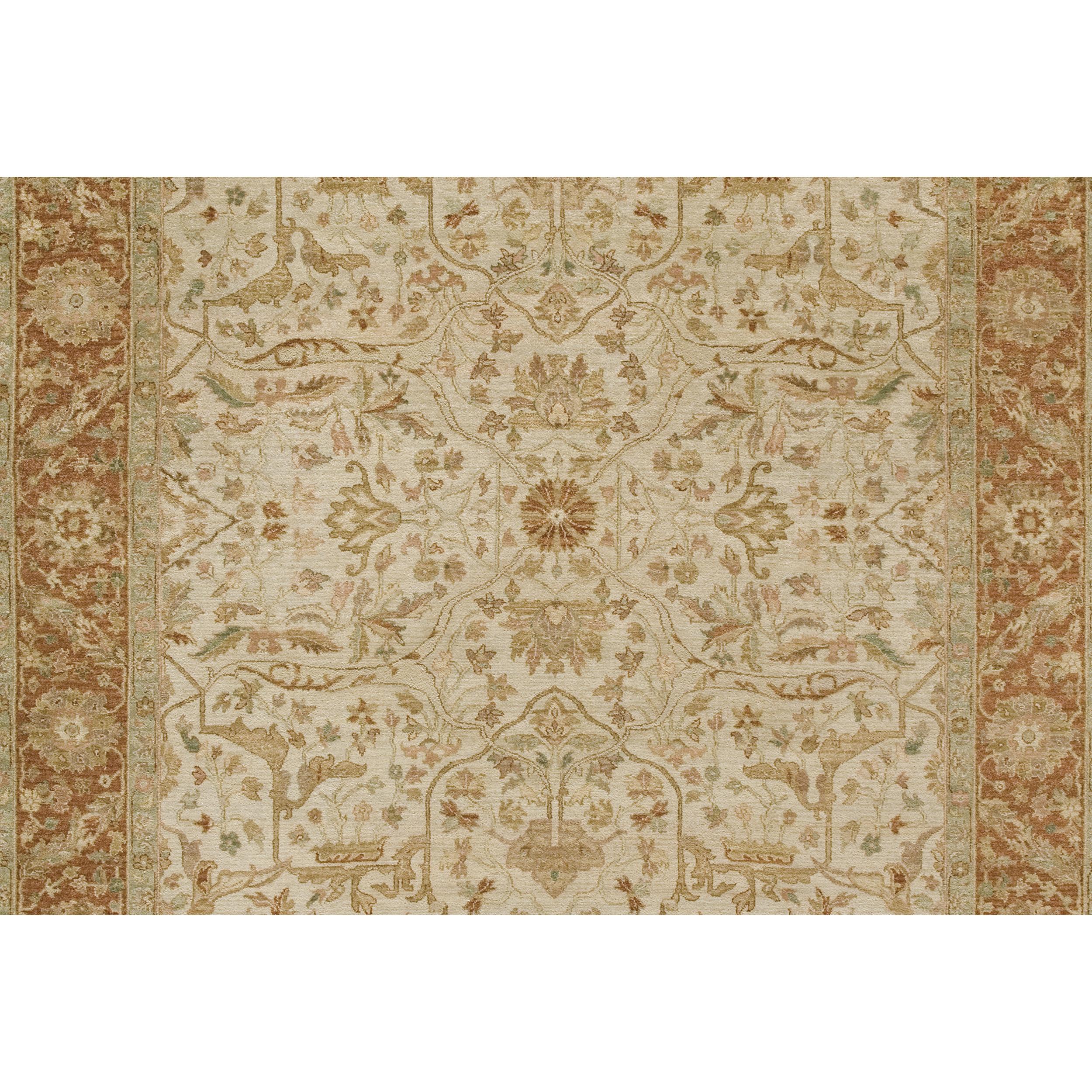 Indiano Tappeto Luxury Traditional Annodato a mano Avorio/Bronzo 14x28 14x28 in vendita