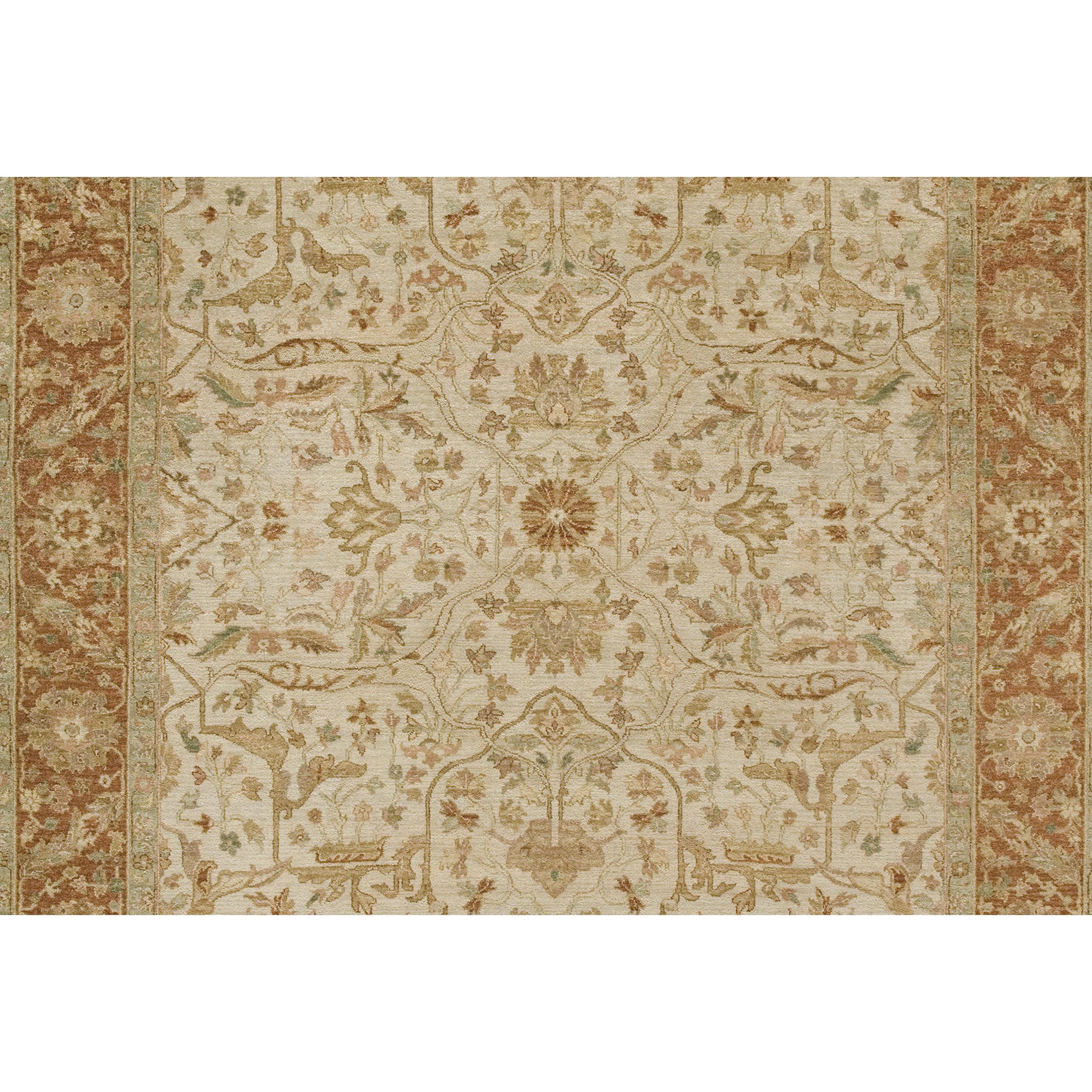 Indien Tapis traditionnel de luxe noué à la main Ivoire/Bronze 14x28 14x28 en vente