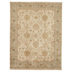 Luxury Traditional Hand-Knotted Ivory/Seafoam 10x14 Area Rug