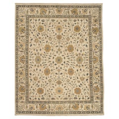 Tapis de luxe traditionnel noué à la main Jinan crème 11 x 18