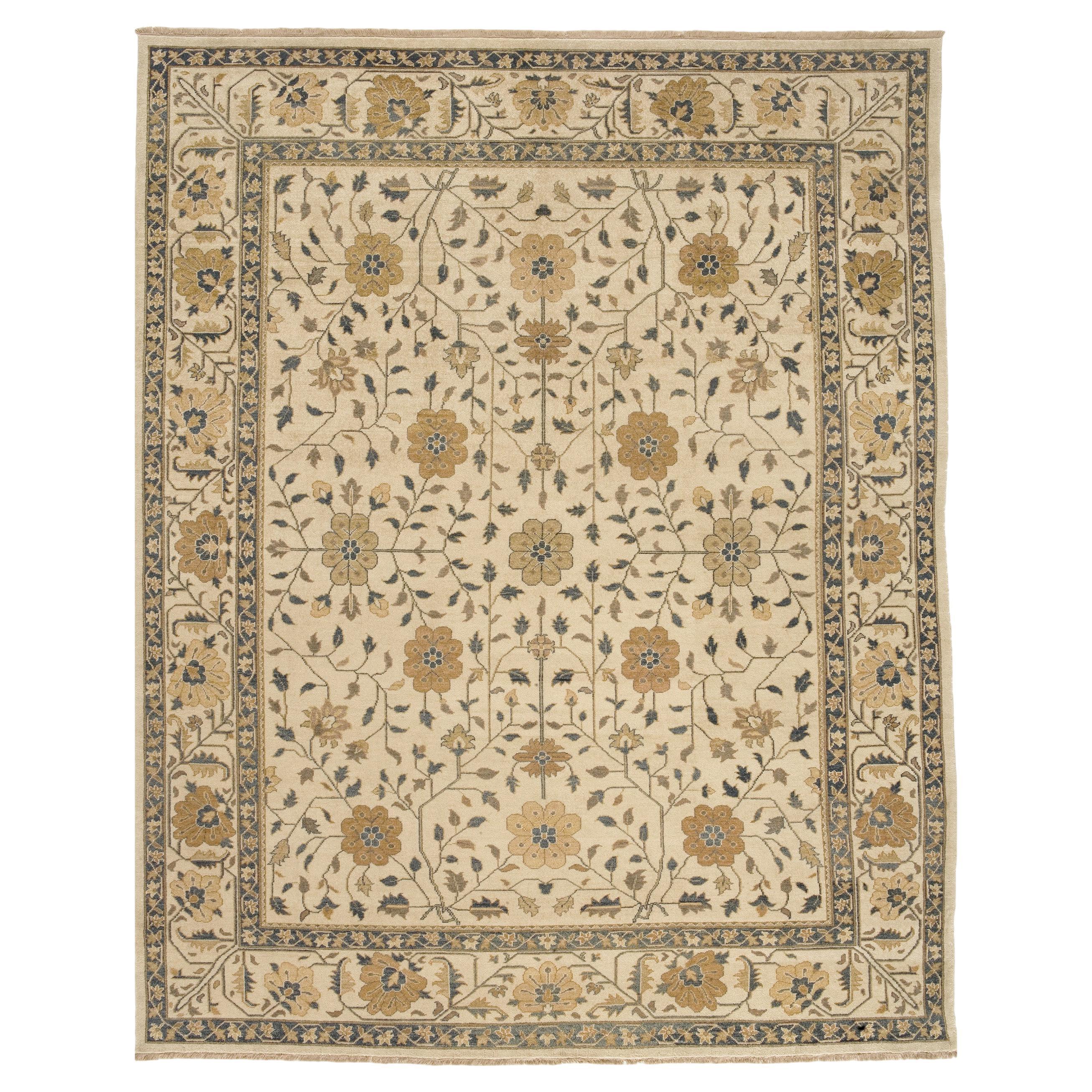 Luxury Traditional Hand-Knotted Jinan Cream 14x26 Rug