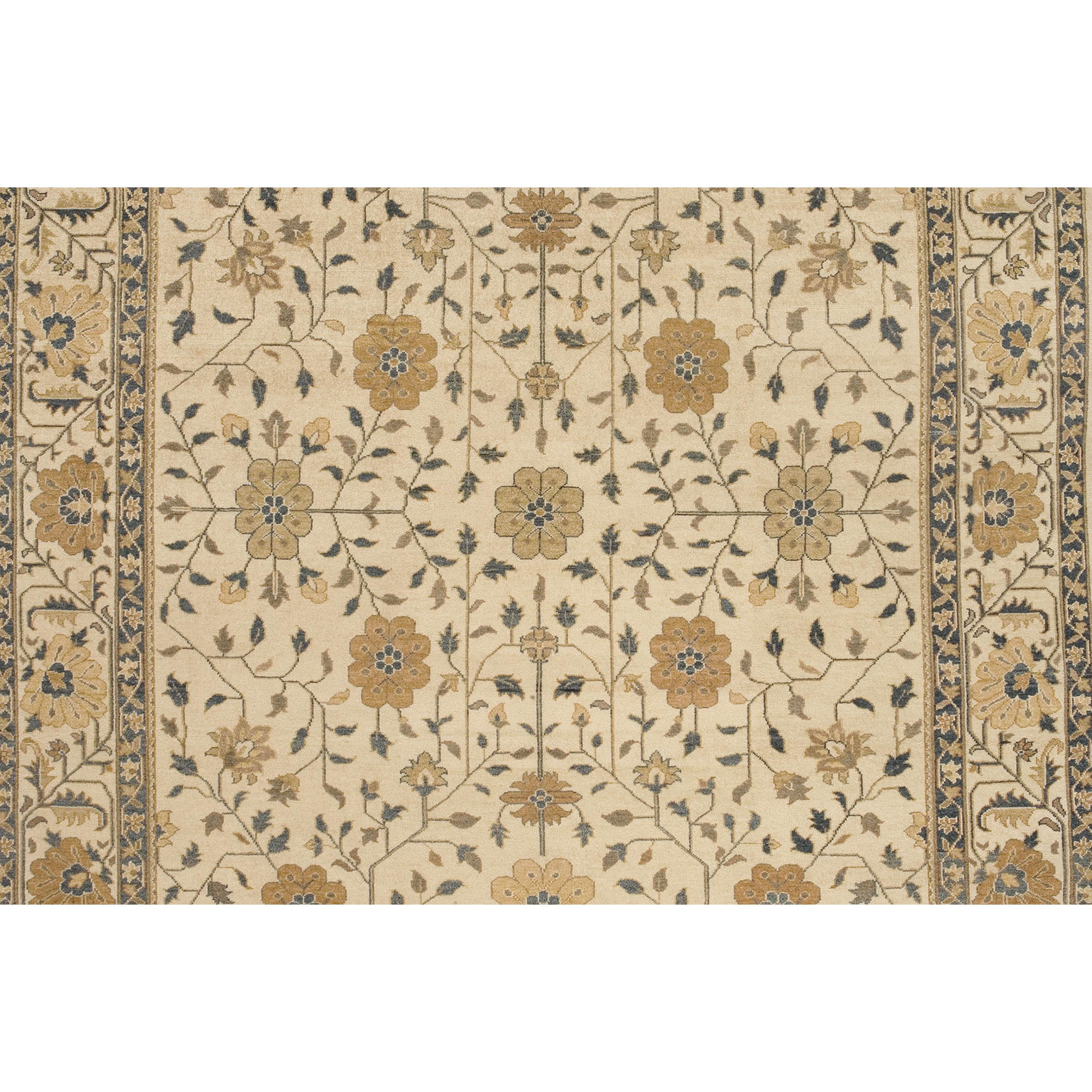 Agra Luxury Traditional Hand-Knotted Jinan Cream 16x28 Rug For Sale