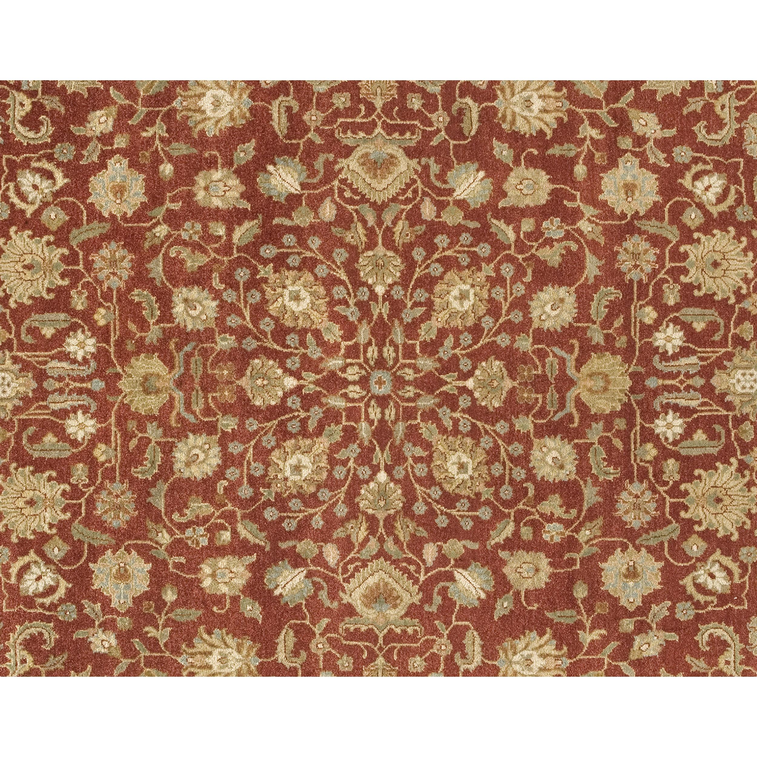 Indian Luxury Traditional Hand-Knotted Kashan Brick & Khaki 11x19 Rug For Sale