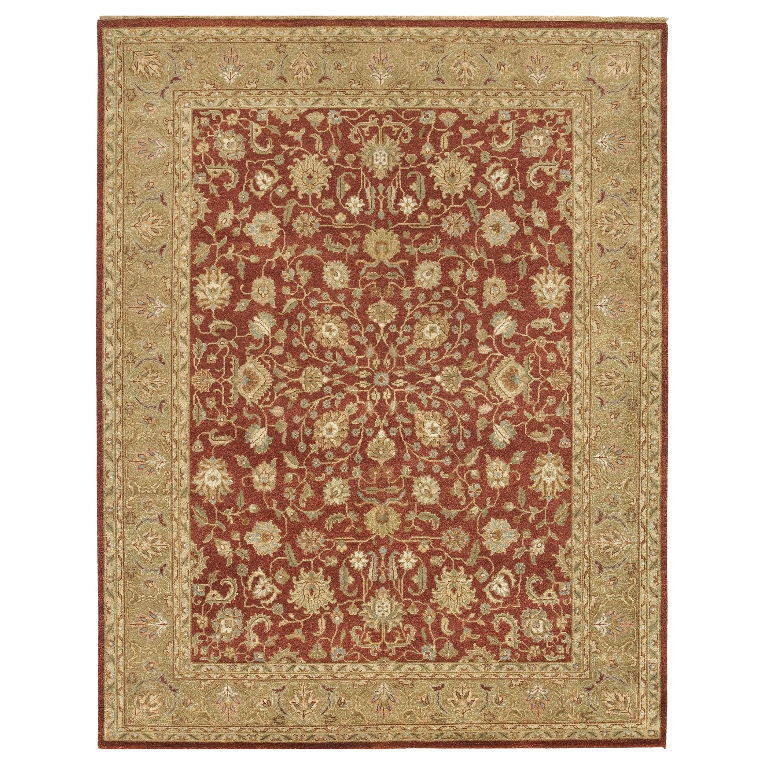Luxuriöser traditioneller handgeknüpfter Kashan Ziegel & Khaki 11x19 Teppich