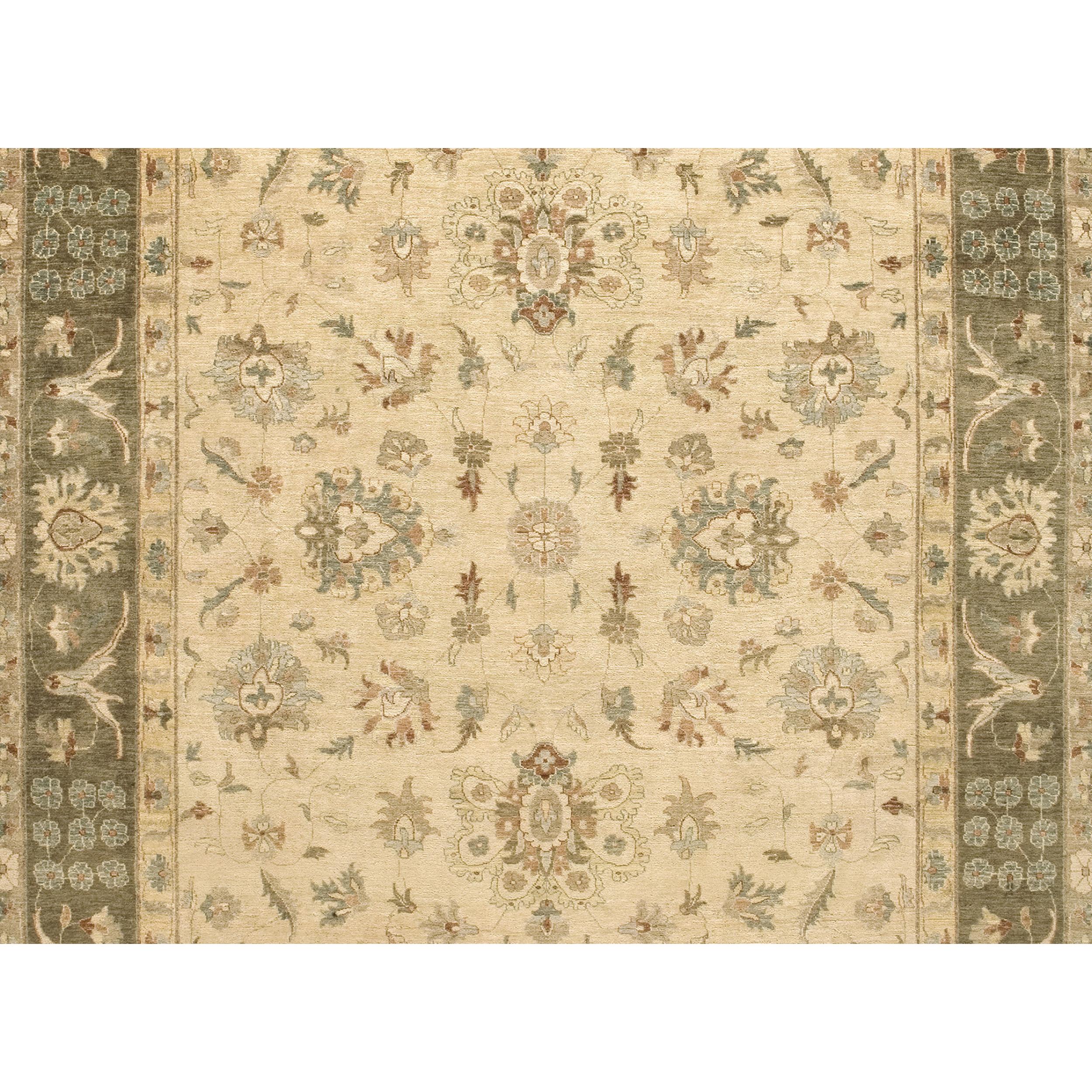 Luxury Traditional Hand-Knotted Kashan Cream& Brown 12x18 Rug In New Condition For Sale In Secaucus, NJ