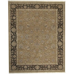 Tappeto tradizionale di lusso Kashan annodato a mano in oro e nero 12x15