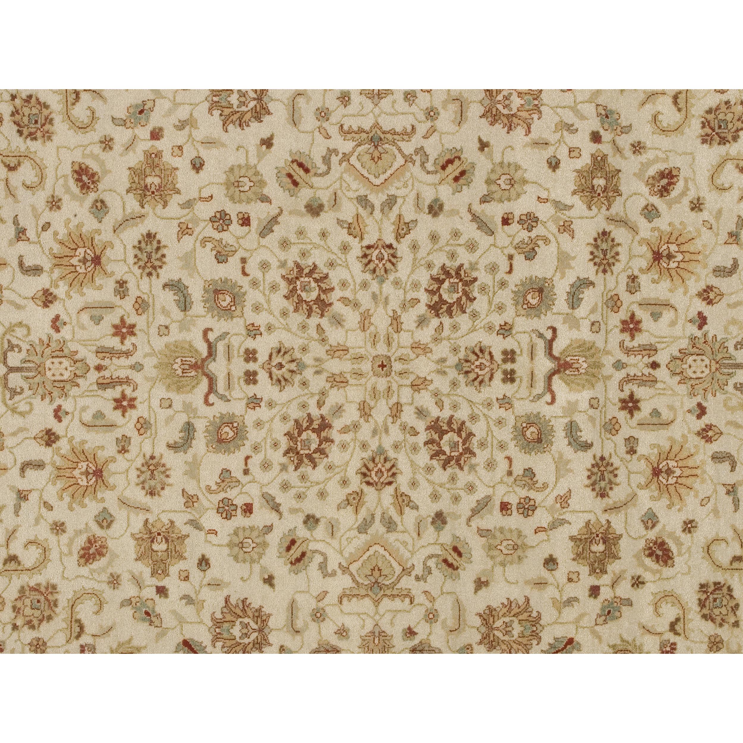 Indian Luxury Traditional Hand-Knotted Kashan Ivory & Brown 11x19 Rug For Sale