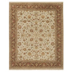 Luxuriöser traditioneller handgeknüpfter Kashan Elfenbein & Brown 11x19 Teppich