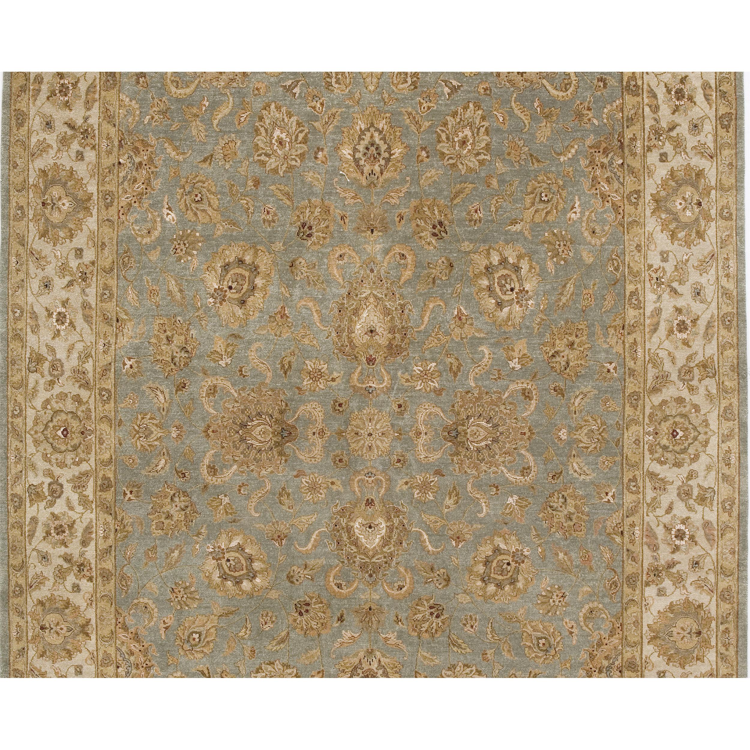 Luxury Traditional Hand-Knotted Kashan Light Blue & Ivory 10x14 Rug In New Condition For Sale In Secaucus, NJ