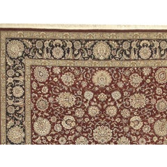 Luxury Traditional Hand-Knotted Kashan Red & Navy 12x15 Rug