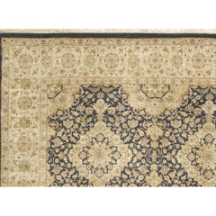Tappeto di lusso tradizionale annodato a mano Kirman nero e oro 12x15