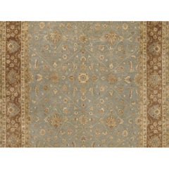 Luxury Traditional Hand-Knotted Polonaise Light Blue and Brown 12x18 Rug