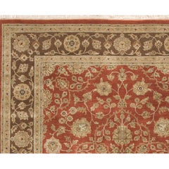 Luxury Traditional Hand-Knotted Lilihan Brick and Brown 12x18 Rug