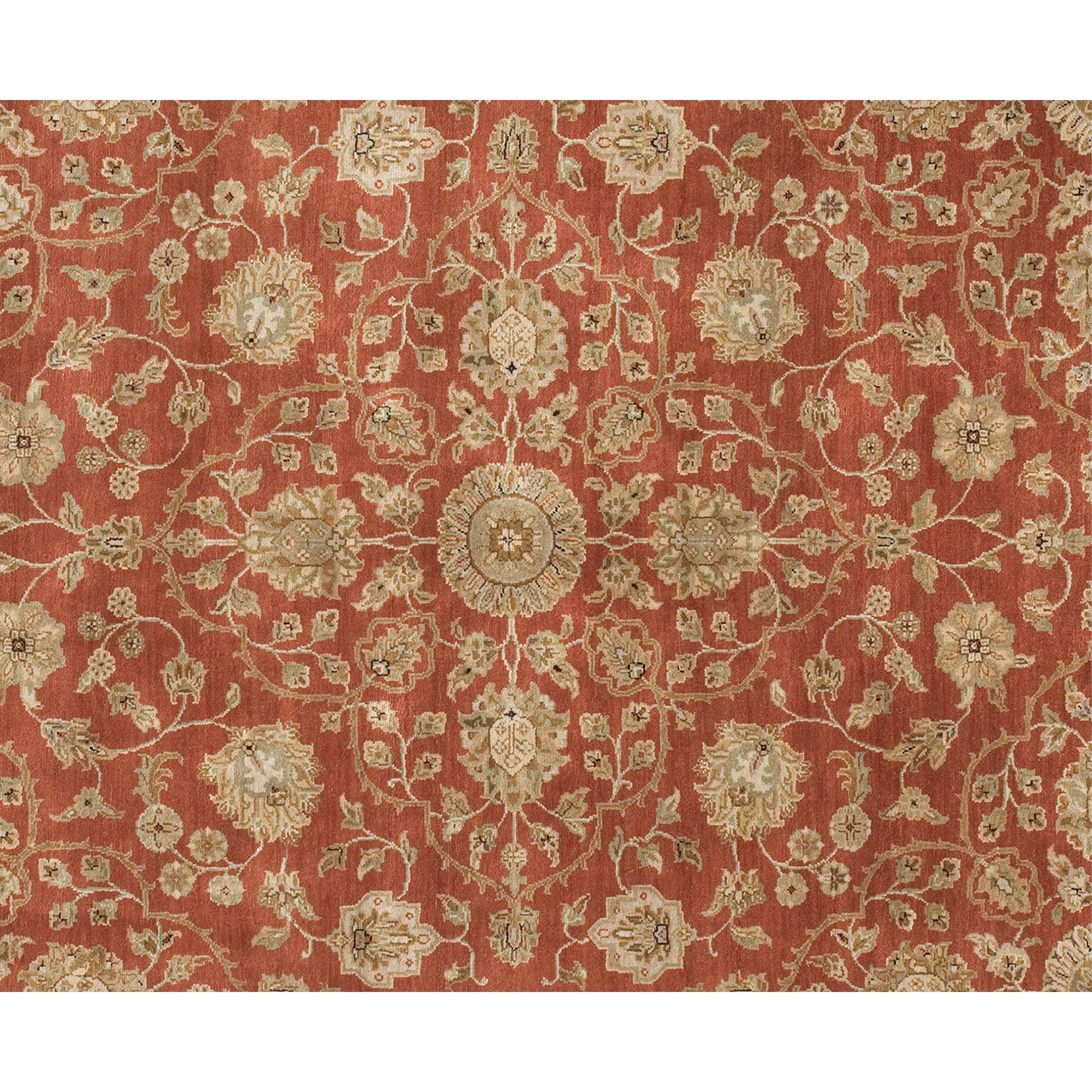 Luxuriöser traditioneller handgeknüpfter Lilihan Ziegel- und Braun-Teppich 12x18 (Agra) im Angebot