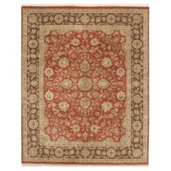 Tapis traditionnel de luxe noué à la main Lilihan Brick et Brown 12x18