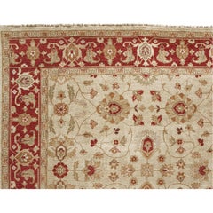 Luxury Traditional Hand-Knotted Lilihan Cream and Red 11x18 Rug