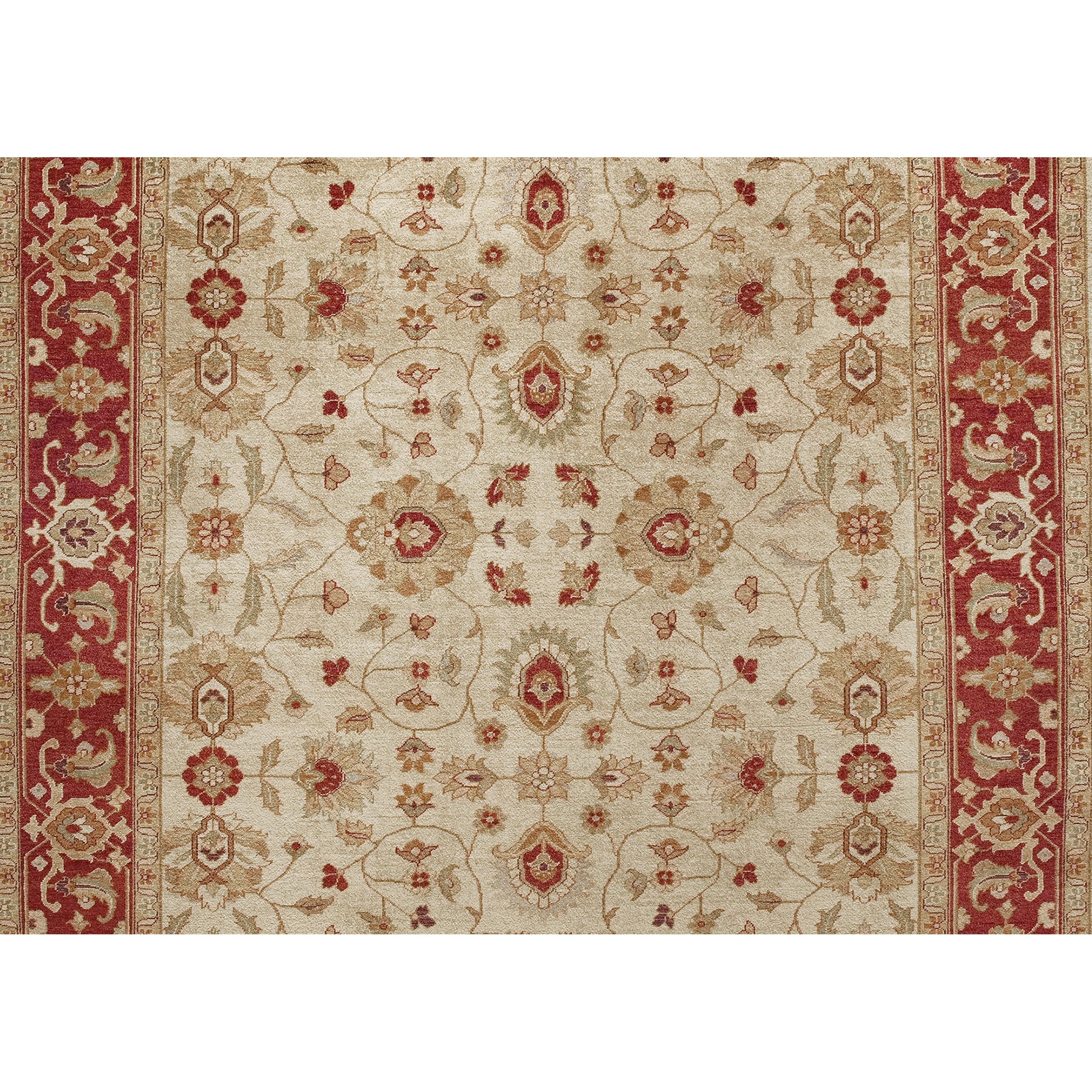 Chinese Luxury Traditional Hand-Knotted Lilihan Cream and Red 11x18 Rug For Sale