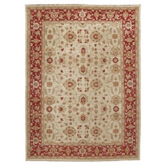 Traditioneller handgeknüpfter Lilihan-Teppich in Creme und Rot in Luxury 11x18, Traditional