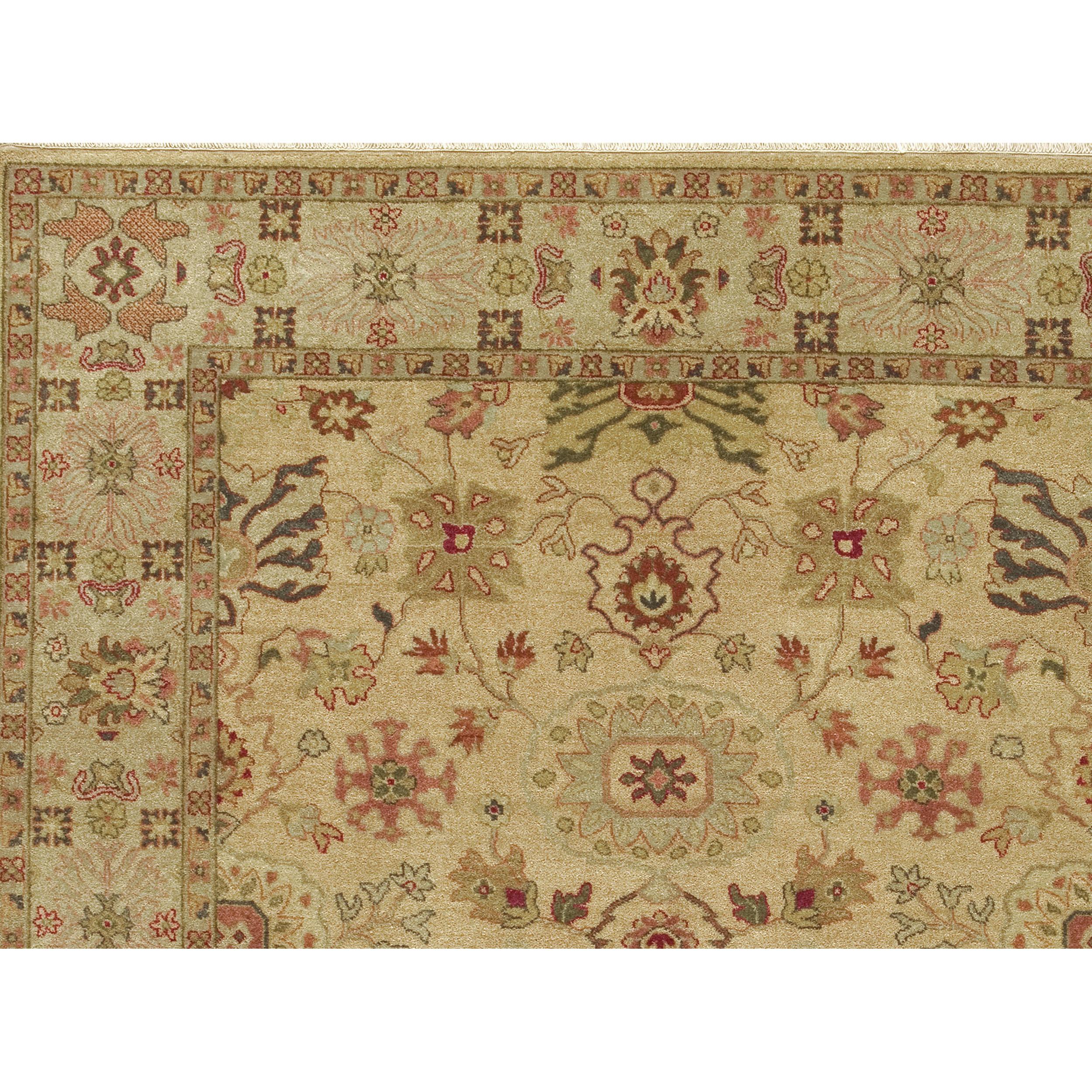 Luxury Traditional Hand-Knotted Lilihan Gold & Fawn 12x12 Round Rug In New Condition For Sale In Secaucus, NJ