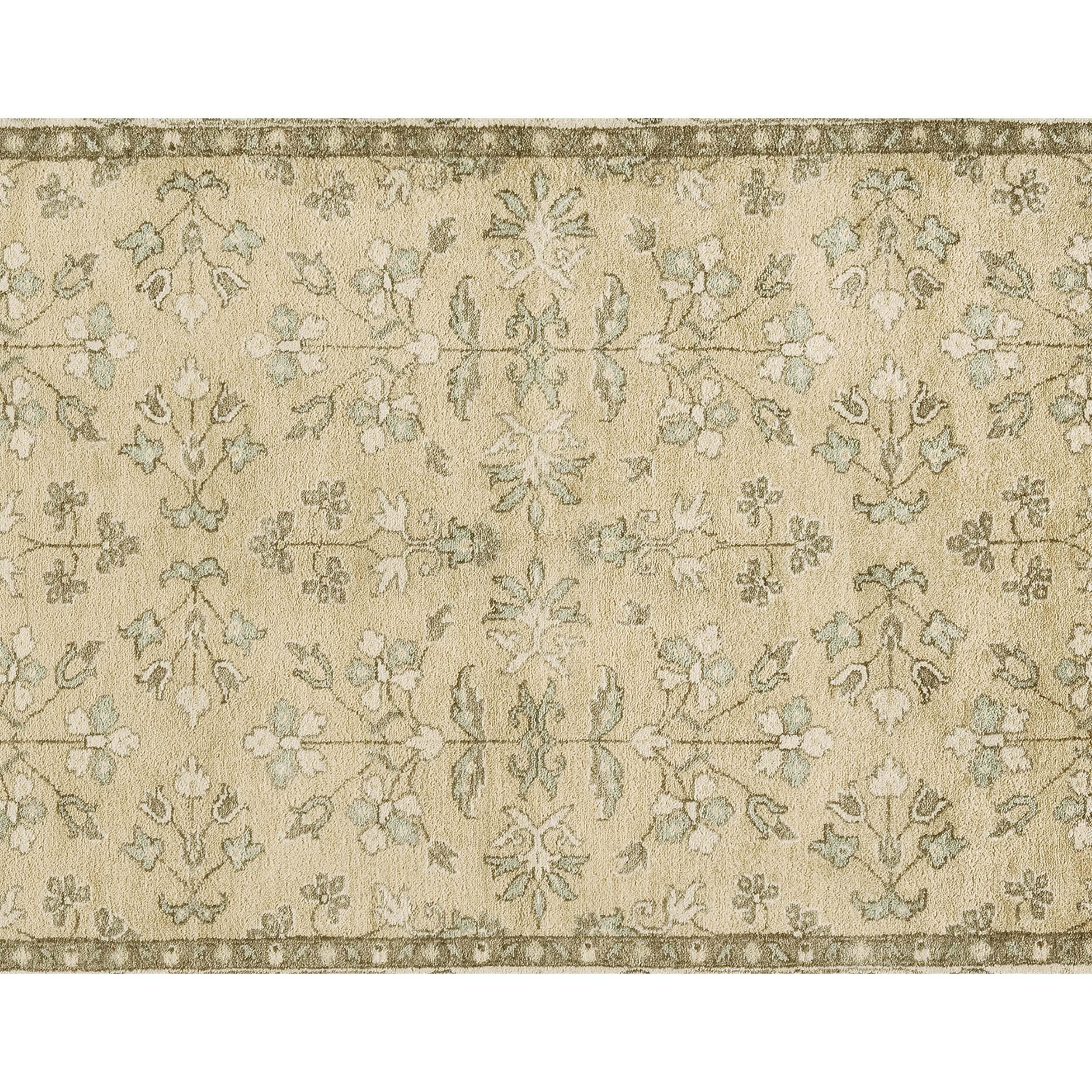 Noué à la main Tapis de luxe traditionnel noué à la main Lilihan citron et ivoire 14x24 en vente