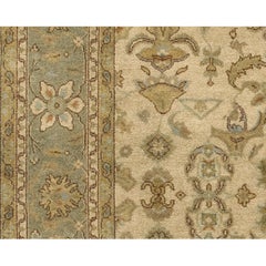 Luxury Traditional Hand-Knotted Mahal Beige & Light Green 12x22 Rug