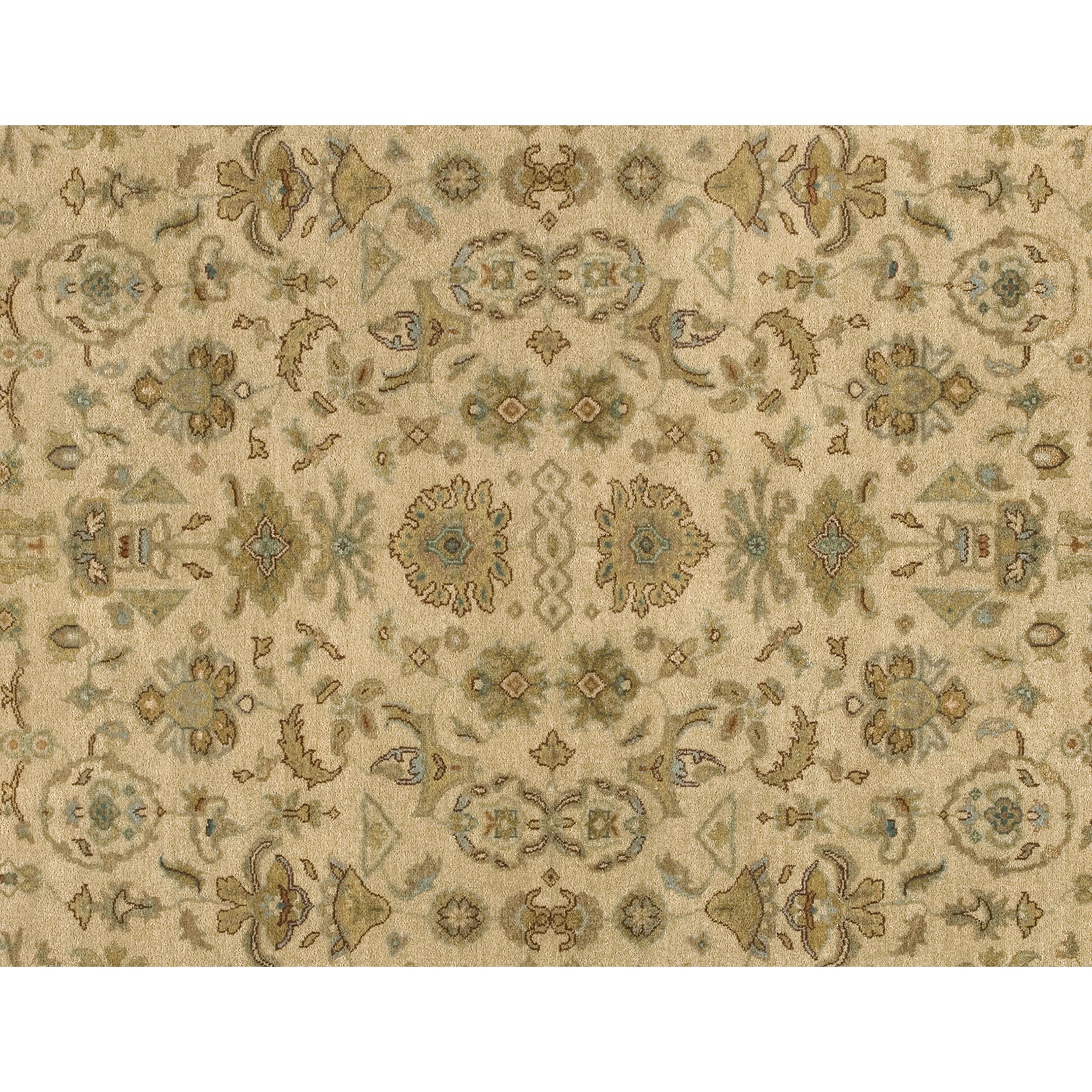 Indian Luxury Traditional Hand-Knotted Mahal Beige & Light Green 12x22 Rug For Sale