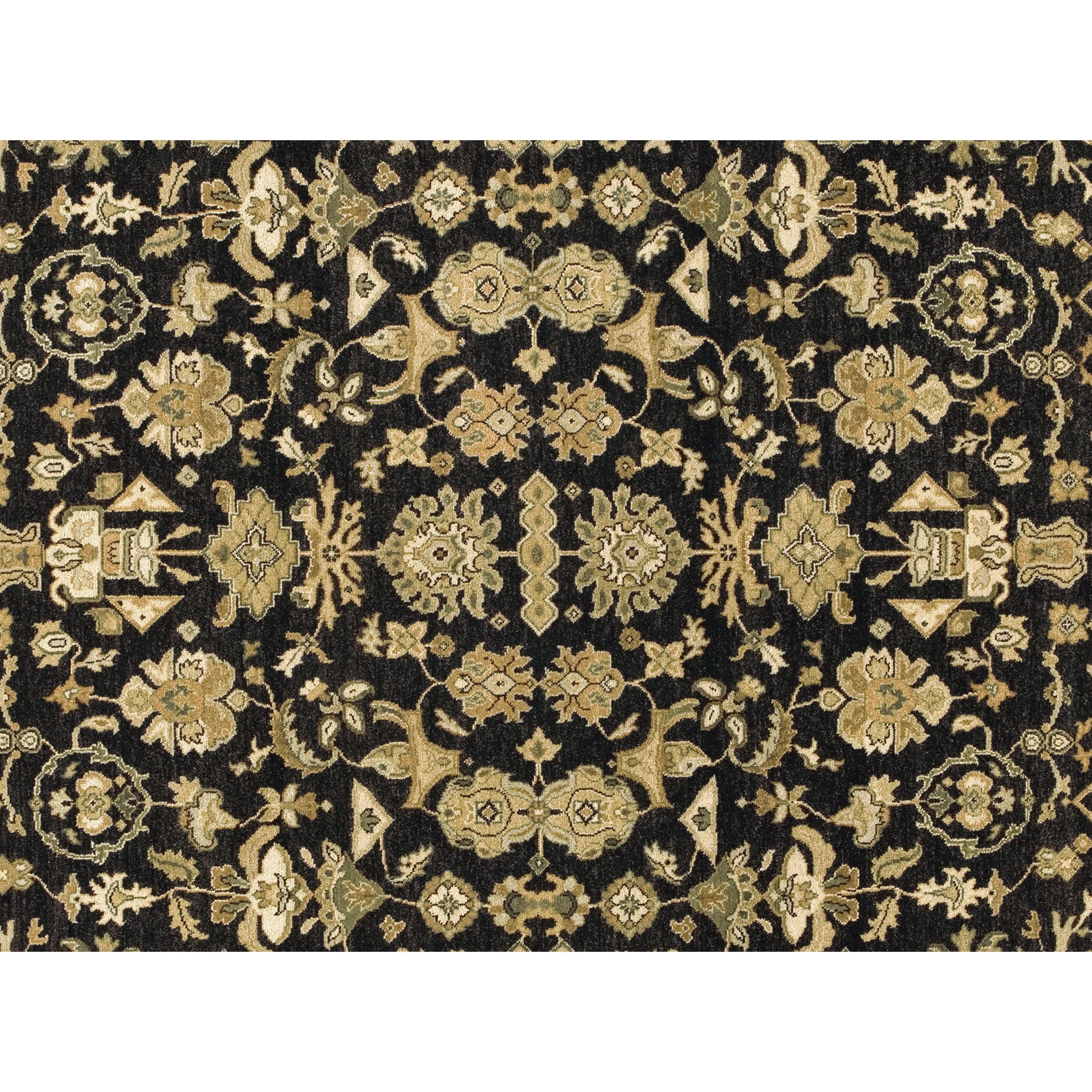 Malayer Luxury Traditional Hand-Knotted Mahal  Black & Dark Gold 12x22 Rug For Sale