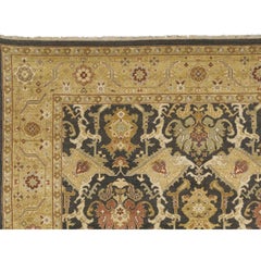Luxury Traditional Hand-Knotted Mahal Brown and Gold 16x28 Rug
