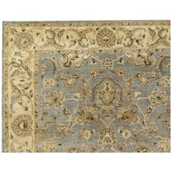 Tapis Mahal de luxe traditionnel noué à la main gris et crème 12X18