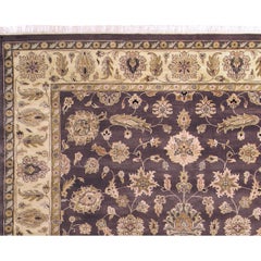 Lujosa Alfombra Tradicional Anudada a Mano Mahal Moca y Marfil 10X14