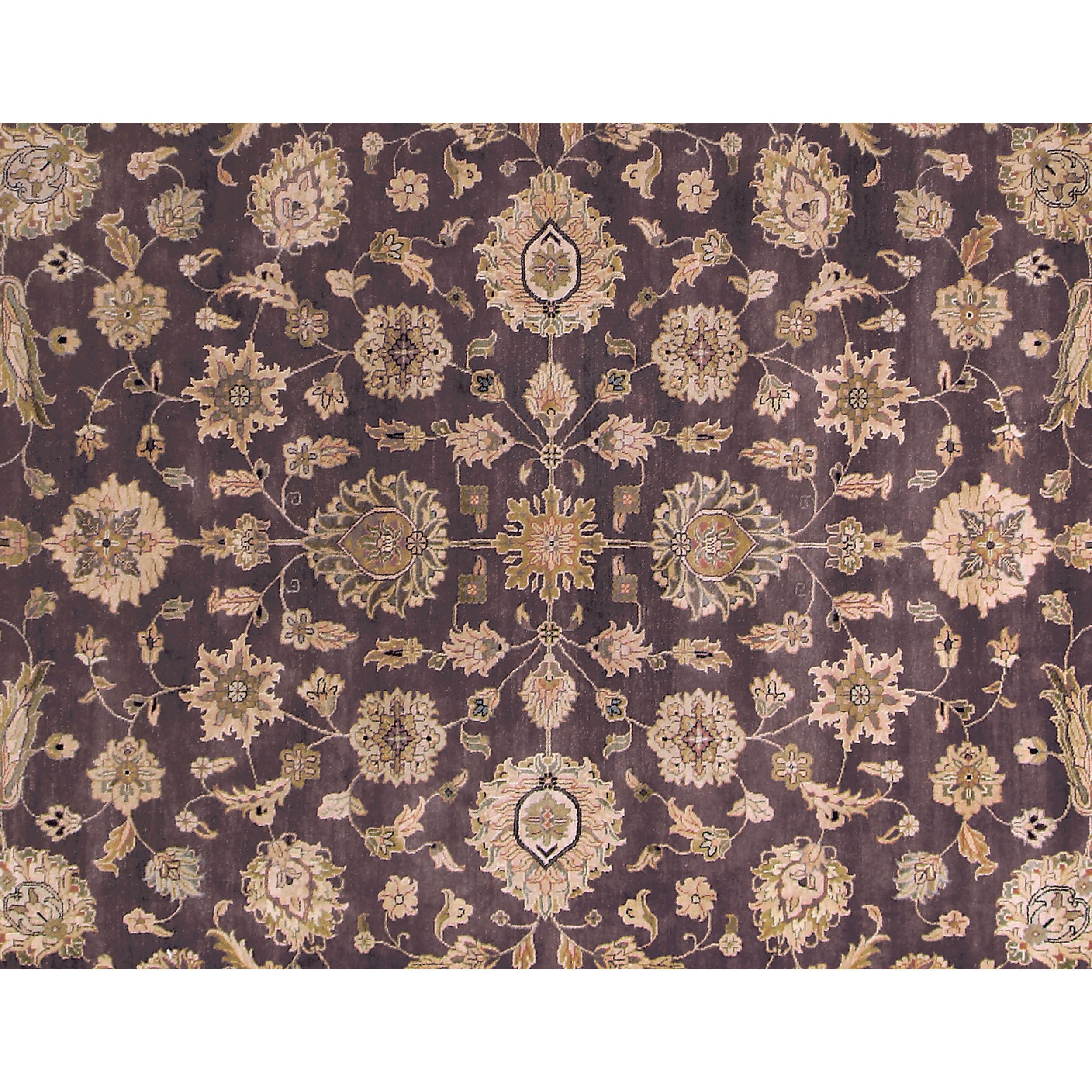 Luxuriöser traditioneller handgeknüpfter Mahal Mocha und Elfenbein 10X14 Teppich (Agra) im Angebot