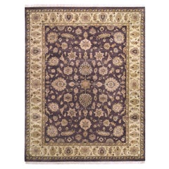 Luxury Traditional Hand-Knotted Mahal Mocha and Ivory 12x18 Rug