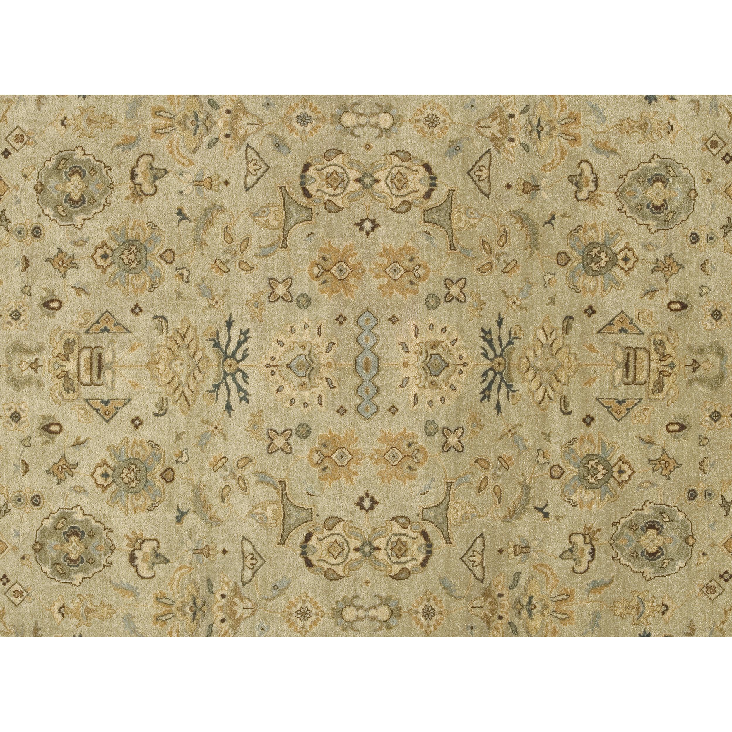 Indian Luxury Traditional Hand-Knotted Mahal Opal & Cream 11x19 Rug For Sale