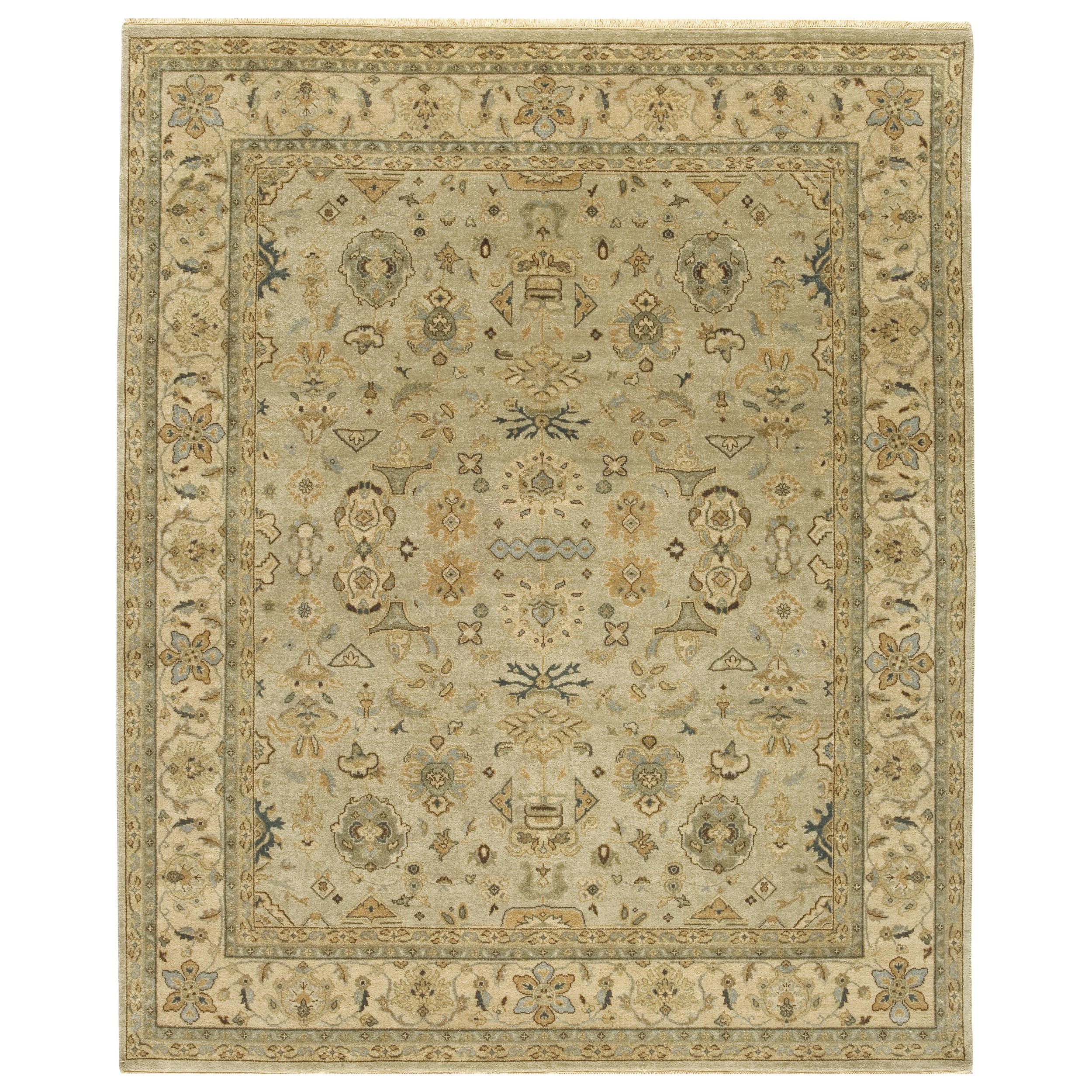 Luxuriöser traditioneller handgeknüpfter Teppich Mahal Opal & Creme 12x15