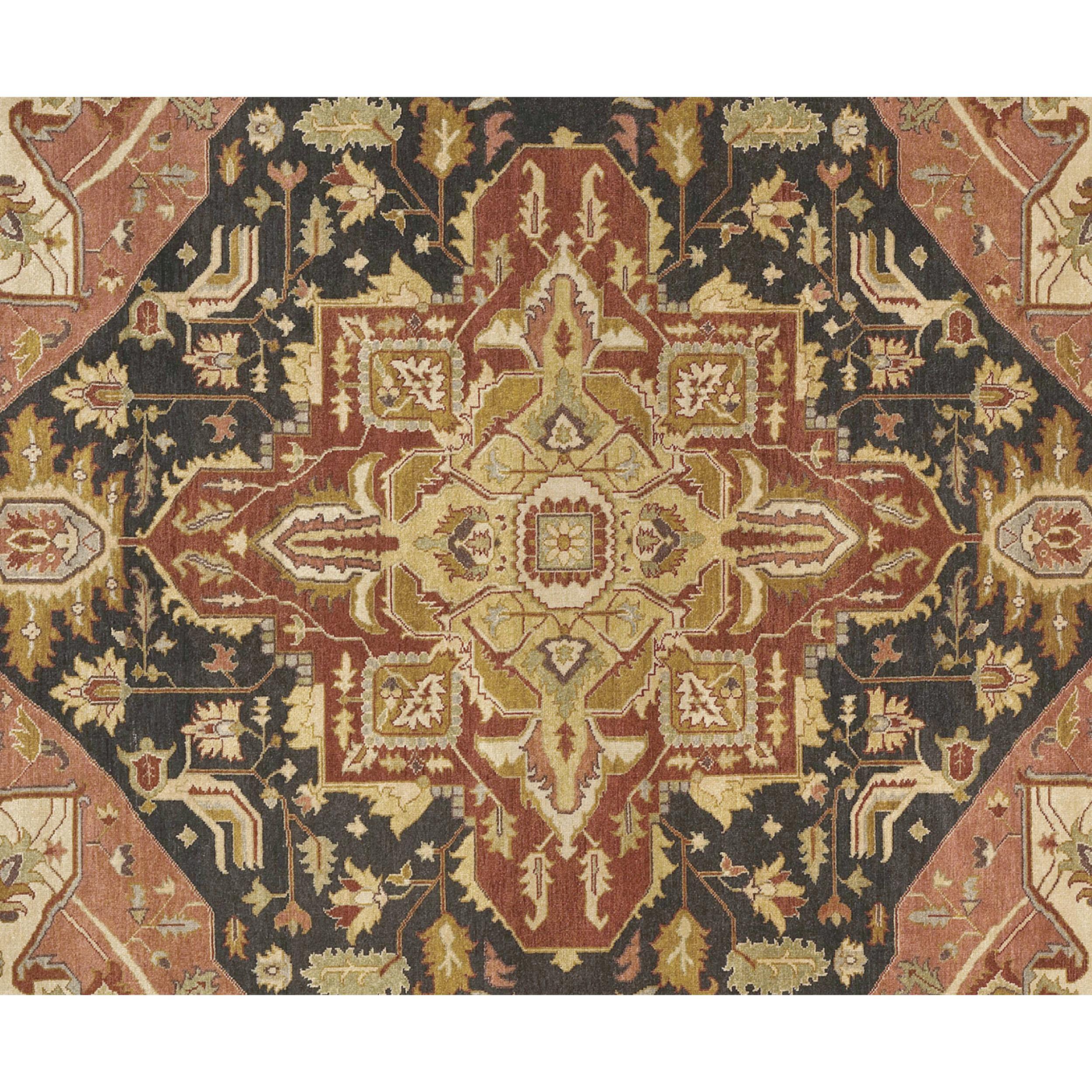 Heriz Serapi Luxury Traditional Hand-Knotted Serapi Brown and Saffron 12x15 Rug For Sale