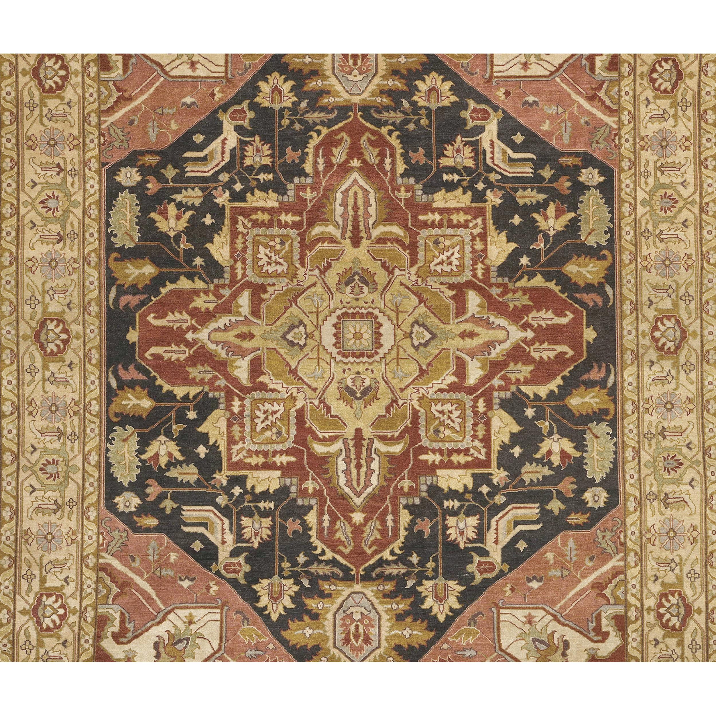 Chinese Luxury Traditional Hand-Knotted Serapi Brown and Saffron 12x15 Rug For Sale