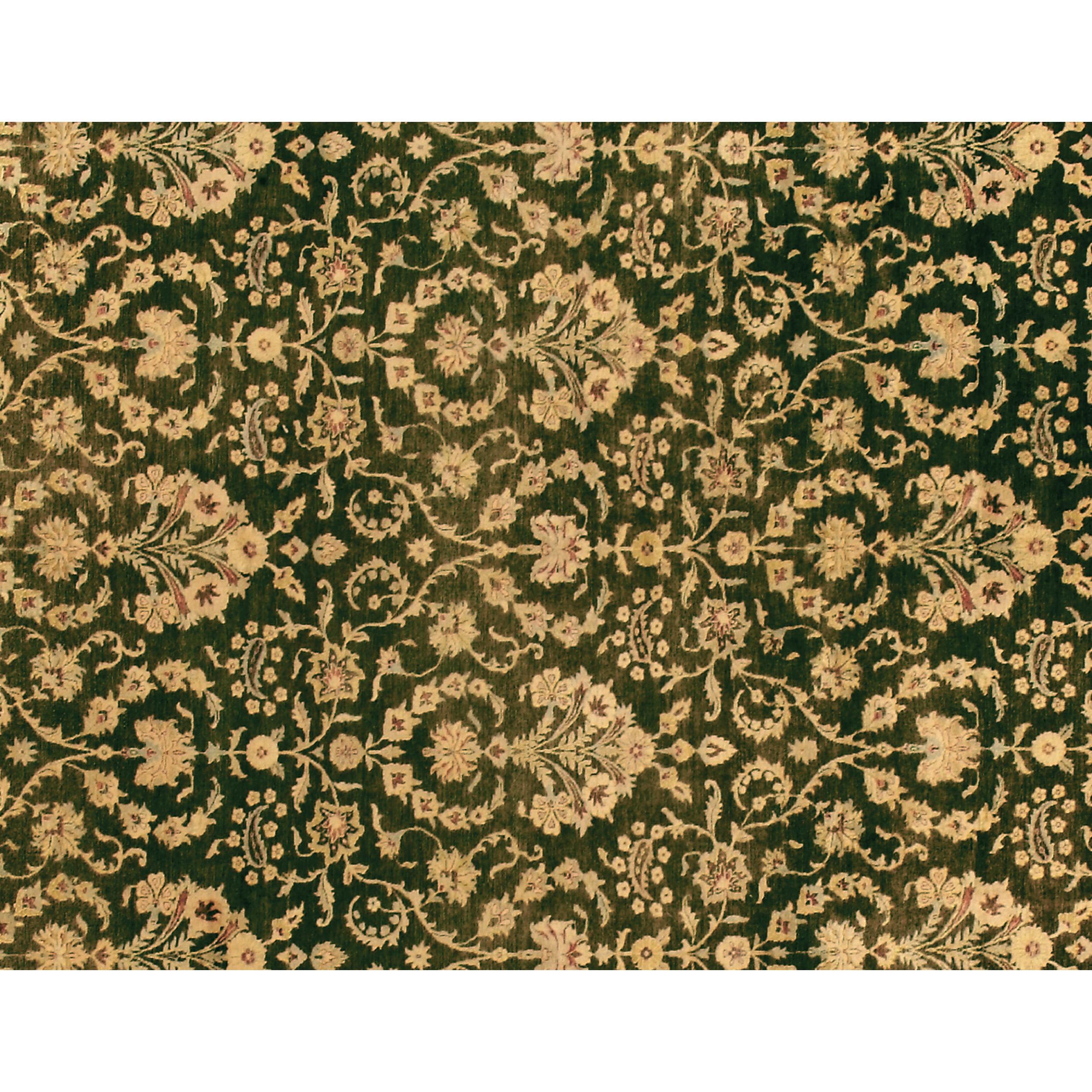 Pakistanais Tapis traditionnel de luxe noué à la main, maillé, marron/crème, 12x18 en vente