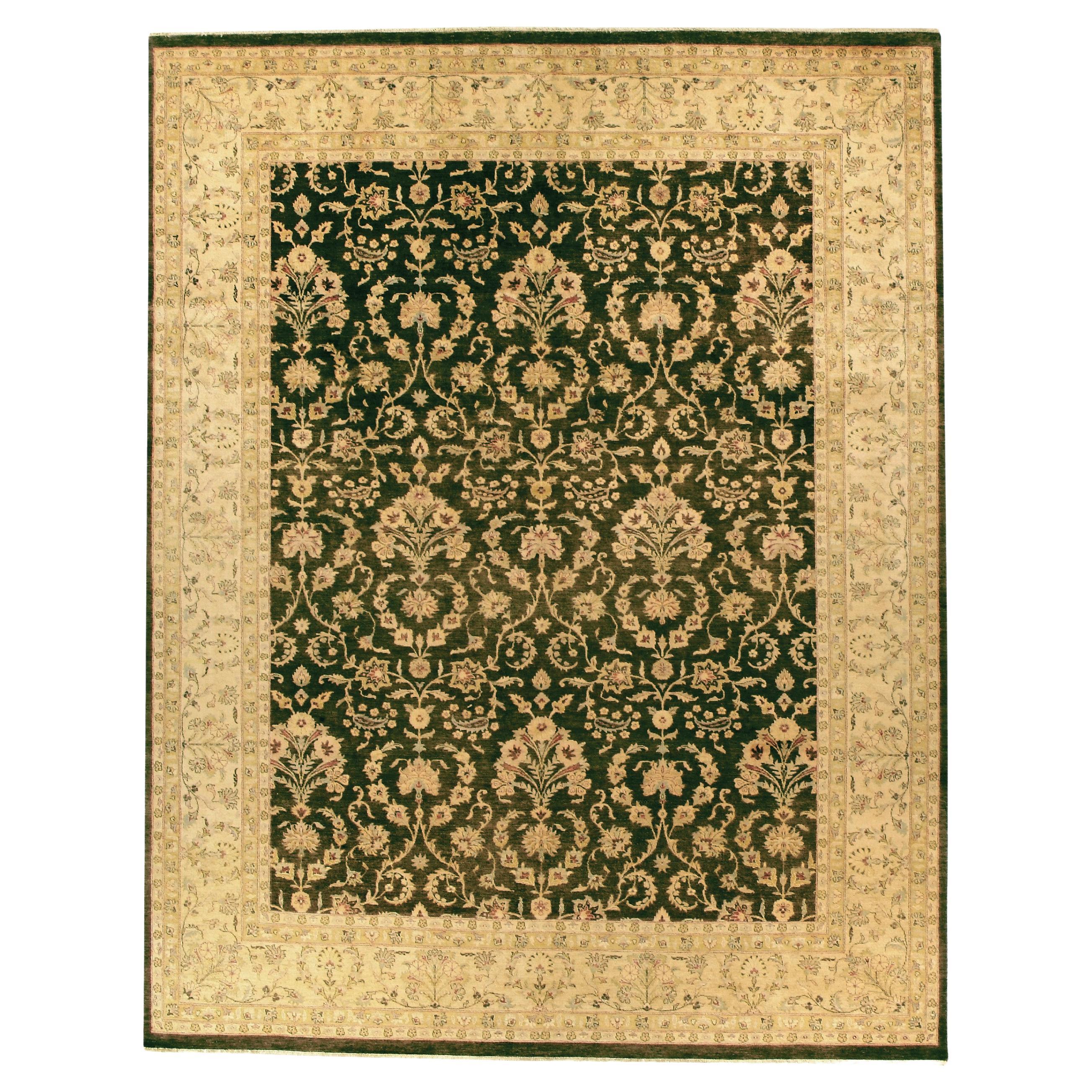 Luxury Traditional Hand-Knotted Meshed Brown/Cream 12x18 Rug For Sale