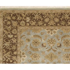 Luxury Traditional Hand-Knotted Mogul Light Blue and Brown 12x18 Rug