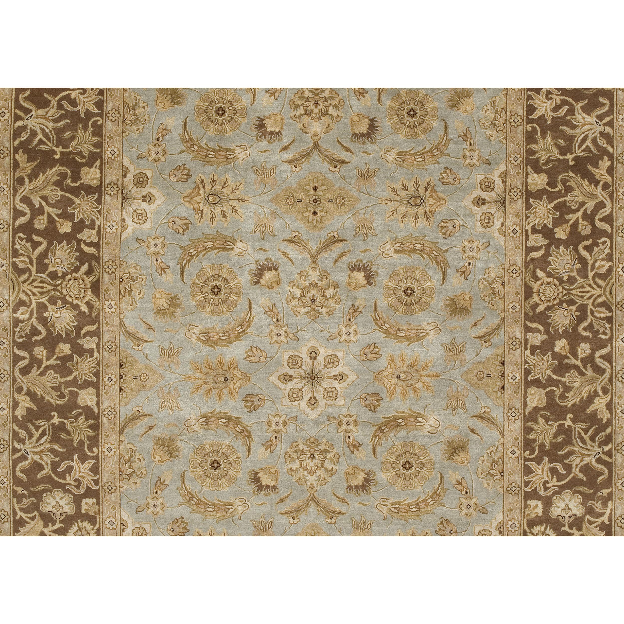 Indian Luxury Traditional Hand-Knotted Mogul Light Blue and Brown 12x18 Rug For Sale
