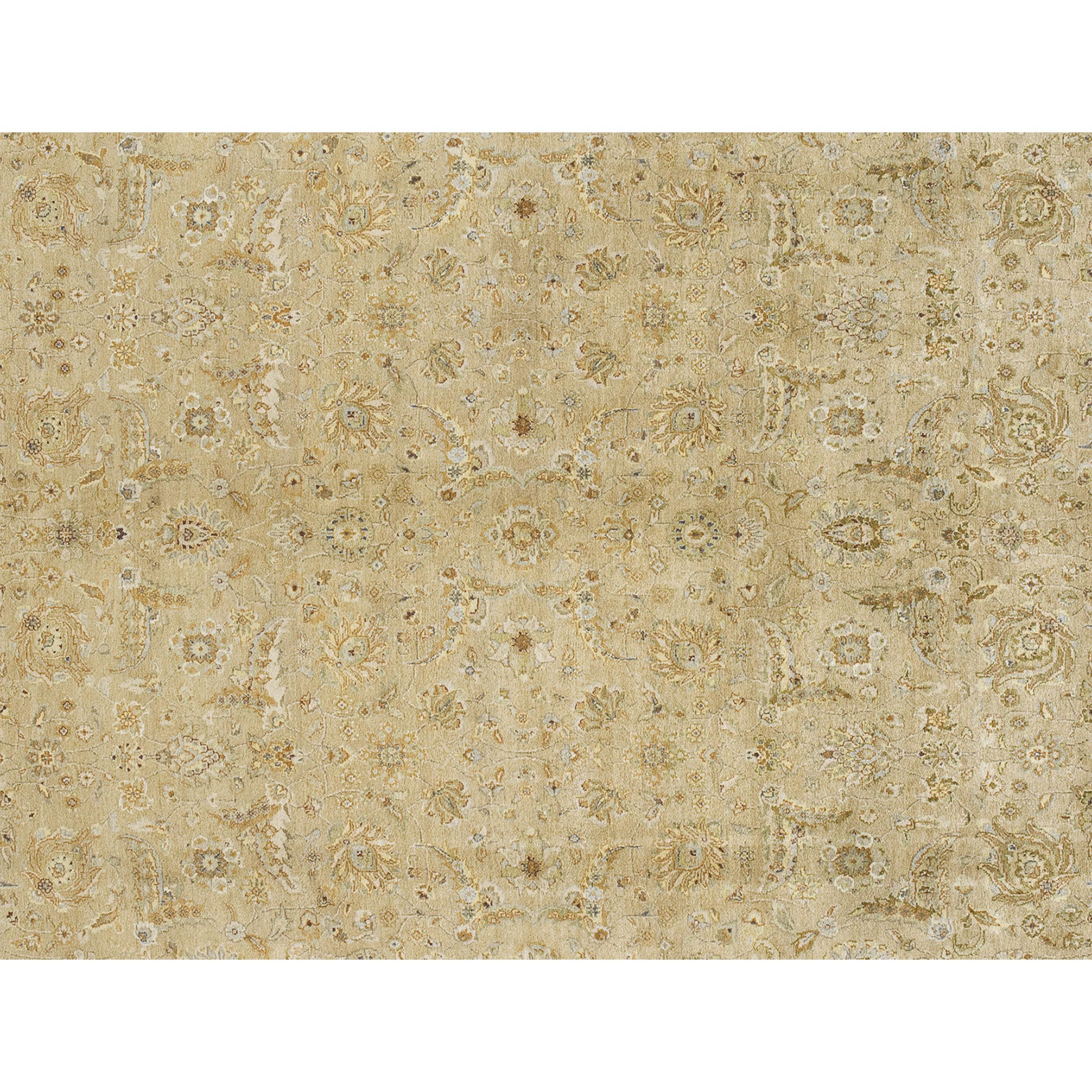 Agra Luxury Traditional Hand-Knotted Nain Gold and Rust 12x18 Rug For Sale